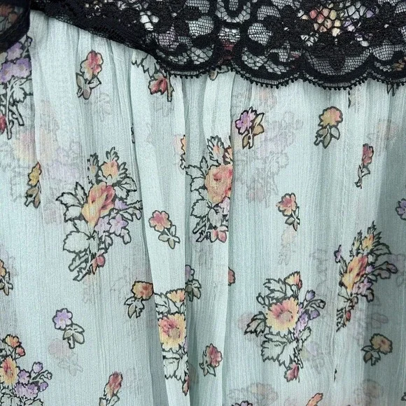 Betsey Johnson Vintage 90s Y2K Slip Dress Size 10 Ditsy Floral Chiffon Lace Silk - Picture 6 of 6